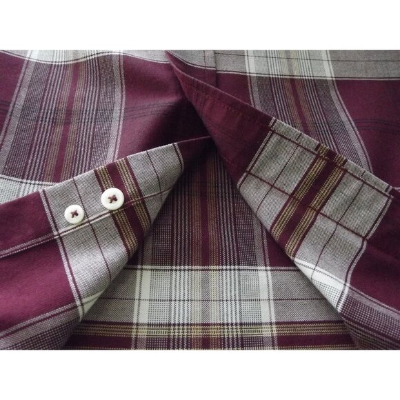 Towncraft Shirt Mens Sz Large Plaid Button-Up Long Sleeve Burgundy Wrinkle Free - Picture 9 of 11